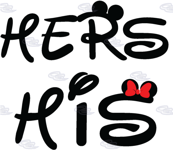 Free Mickey Mouse Ears Font - His And Hers Png - Transparent PNG Free Download