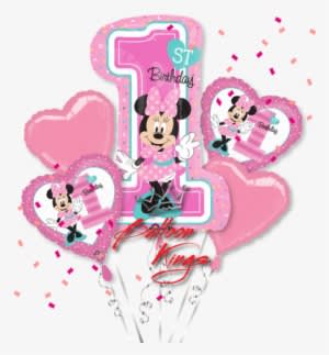 Minnie Mouse Birthday Png - 28" Minnie 1st Birthday Balloon - Mylar Balloons Foil - Transparent PNG Free Download
