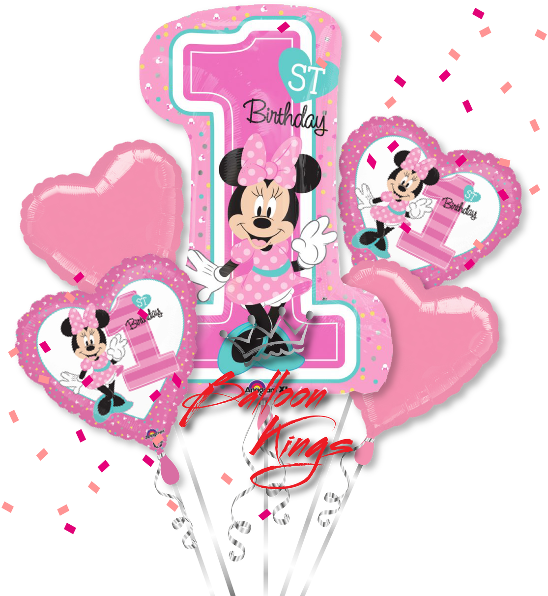 1st Birthday Minnie Mouse Bouquet - 28" Minnie 1st Birthday Balloon - Mylar Balloons Foil - Transparent PNG Free Download
