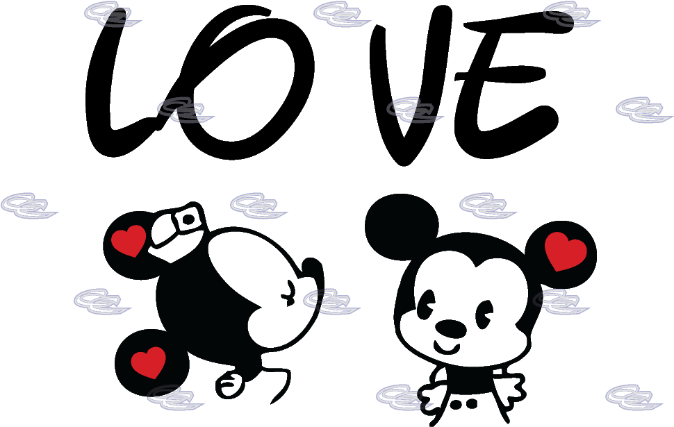 Love Little Mickey Minnie Mouse Kissing Matching Couple - Cute Mickey And Minnie Kisses - Transparent PNG Free Download