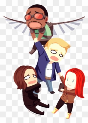 Avengers Chibi Tumblr For Kids - Captain America And Falcon And Bucky - Transparent PNG Free Download