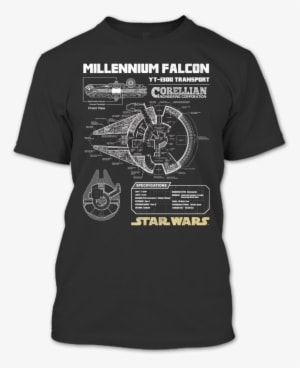 A Black T-shirt With The Shopify Logo - Millennium Falcon T Shirt - Transparent PNG Free Download