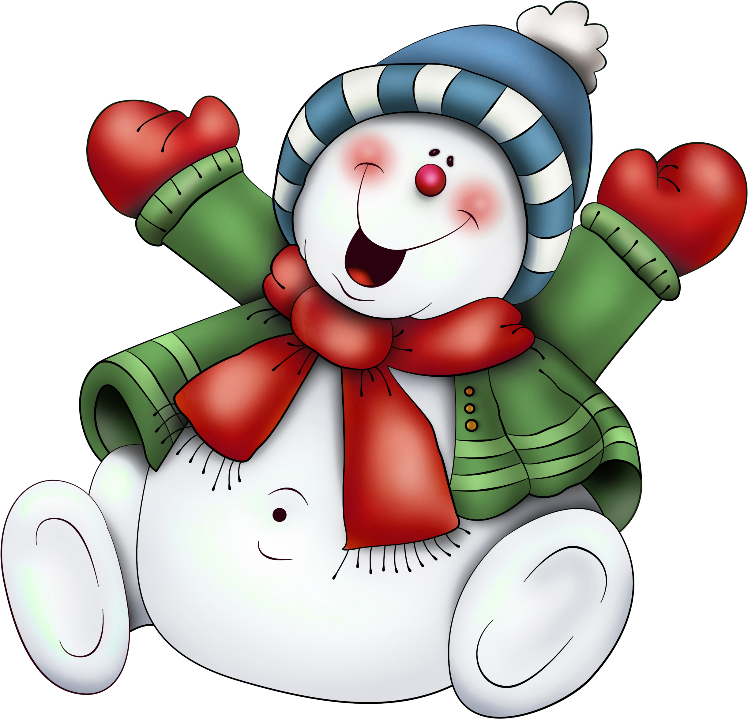 Snowman With Scarf Png Clipart - Cute Snowman Clipart - Transparent PNG Free Download