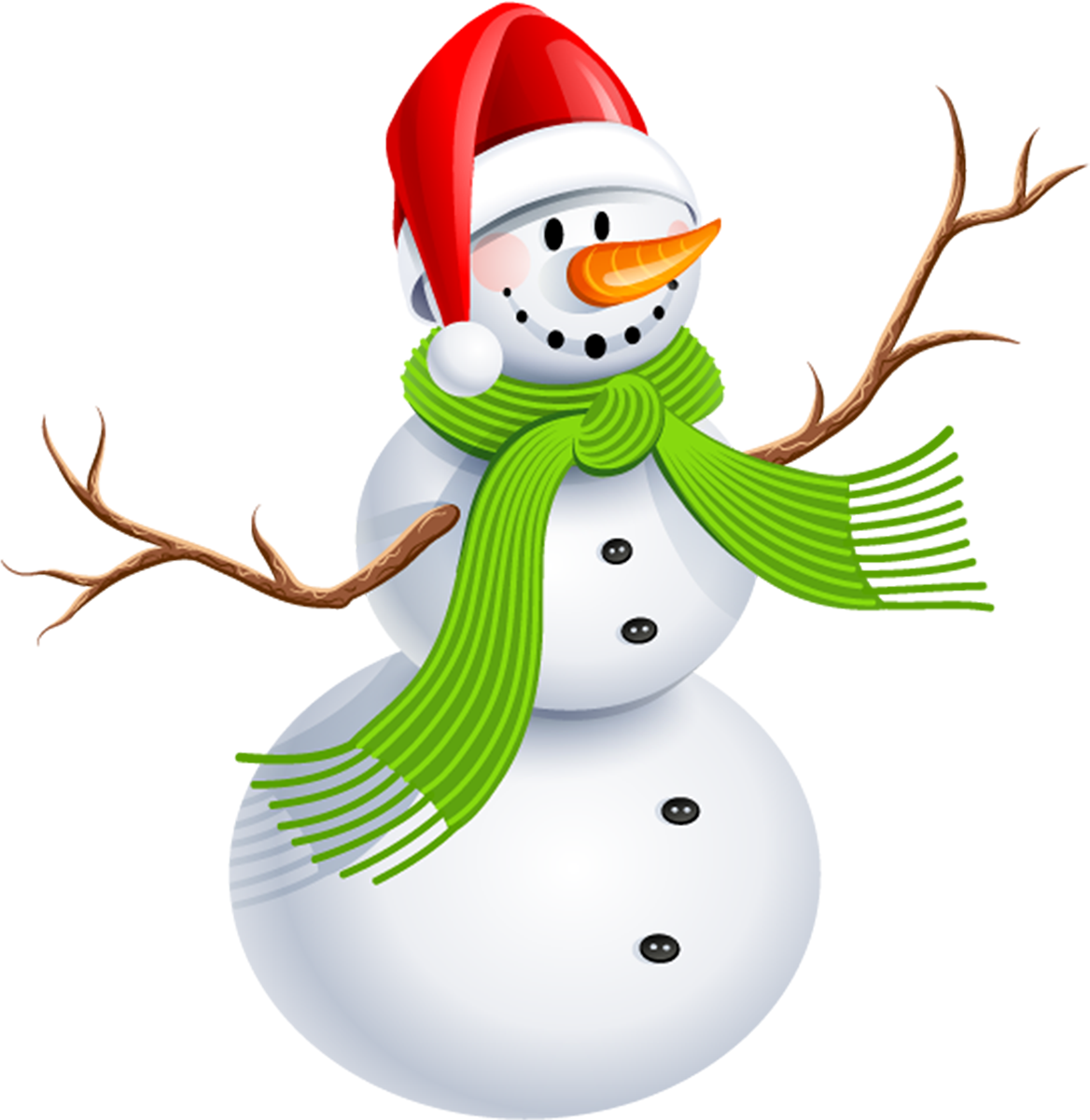 Snowman With Green Scarf Png Clipart Picture - Christmas Snowman Clipart Png - Transparent PNG Free Download
