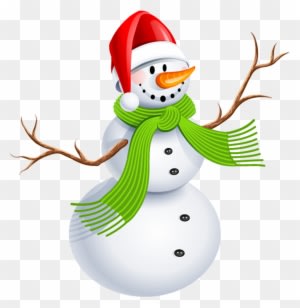 Snowman With Green Scarf Png Clipart Picture - Christmas Snowman Clipart Png - Transparent PNG Free Download
