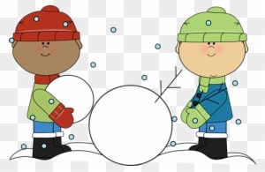 Boys Building A Snowman Clip Art - Building A Snowman Clipart - Transparent PNG Free Download