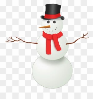 Snowman With Top Hat And Red Scarf - Snowman With Red Scarf Clipart - Transparent PNG Free Download