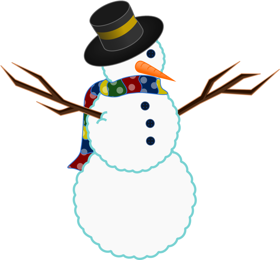 A Scarfed Snowman - Snowman Free Clip Art - Snowman Transparent PNG Free Download