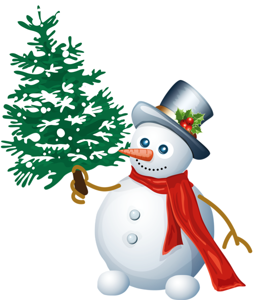 0, - Snowman And Christmas Tree Clipart - Transparent PNG Free Download