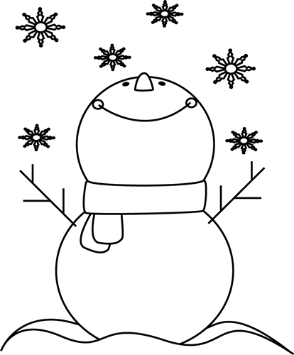 Black And White Snowman Catching Snowflakes Clip Art - Black And White Snowman Clip Art - Transparent PNG Free Download