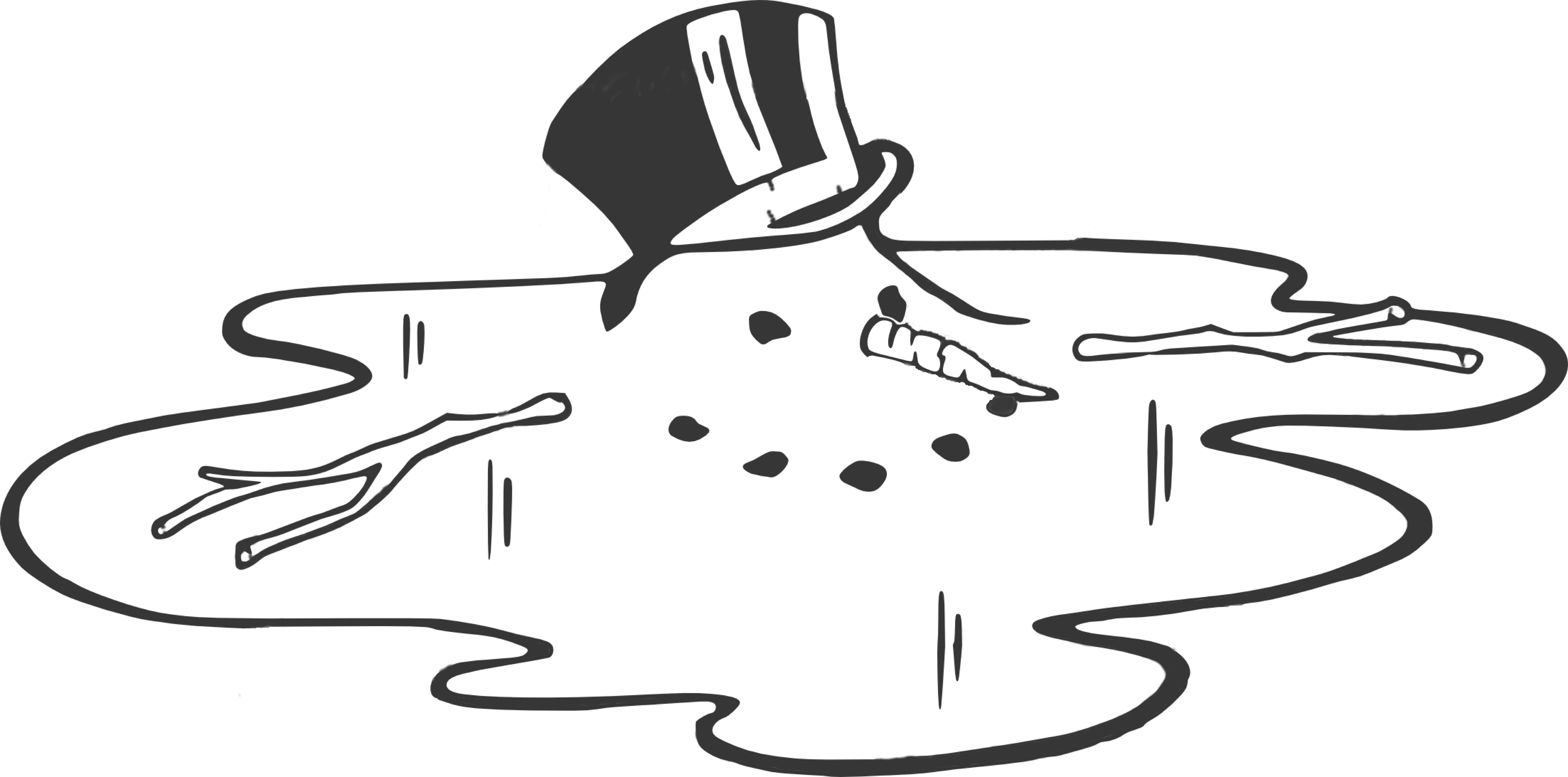 Snowman Black And White Melting Snowman Clipart Black - Melted Snowman Black And White - Transparent PNG Free Download