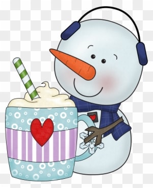 Hot Chocolate Clipart Cute - Snowman With Hot Chocolate - Transparent PNG Free Download