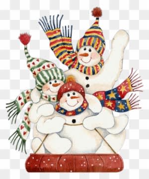 Snowmen Riding A Sled Printable - Snowman Sledding Clipart - Transparent PNG Free Download