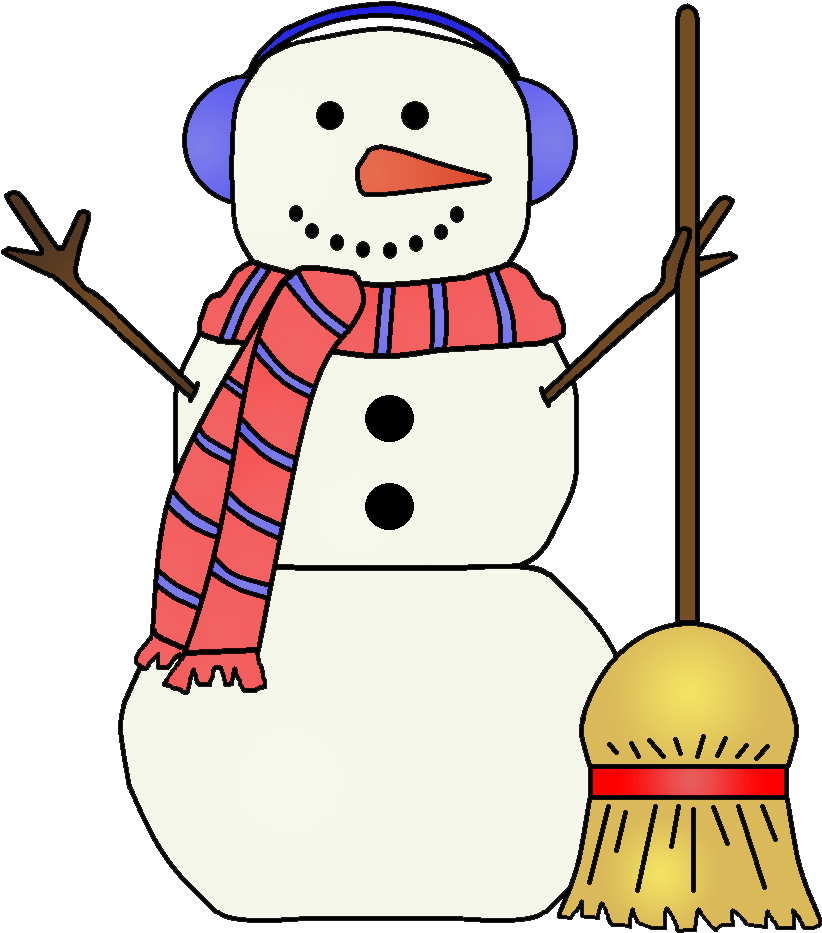 Fancy Snowman Clipart - Snowman With Broom Clipart - Transparent PNG Free Download