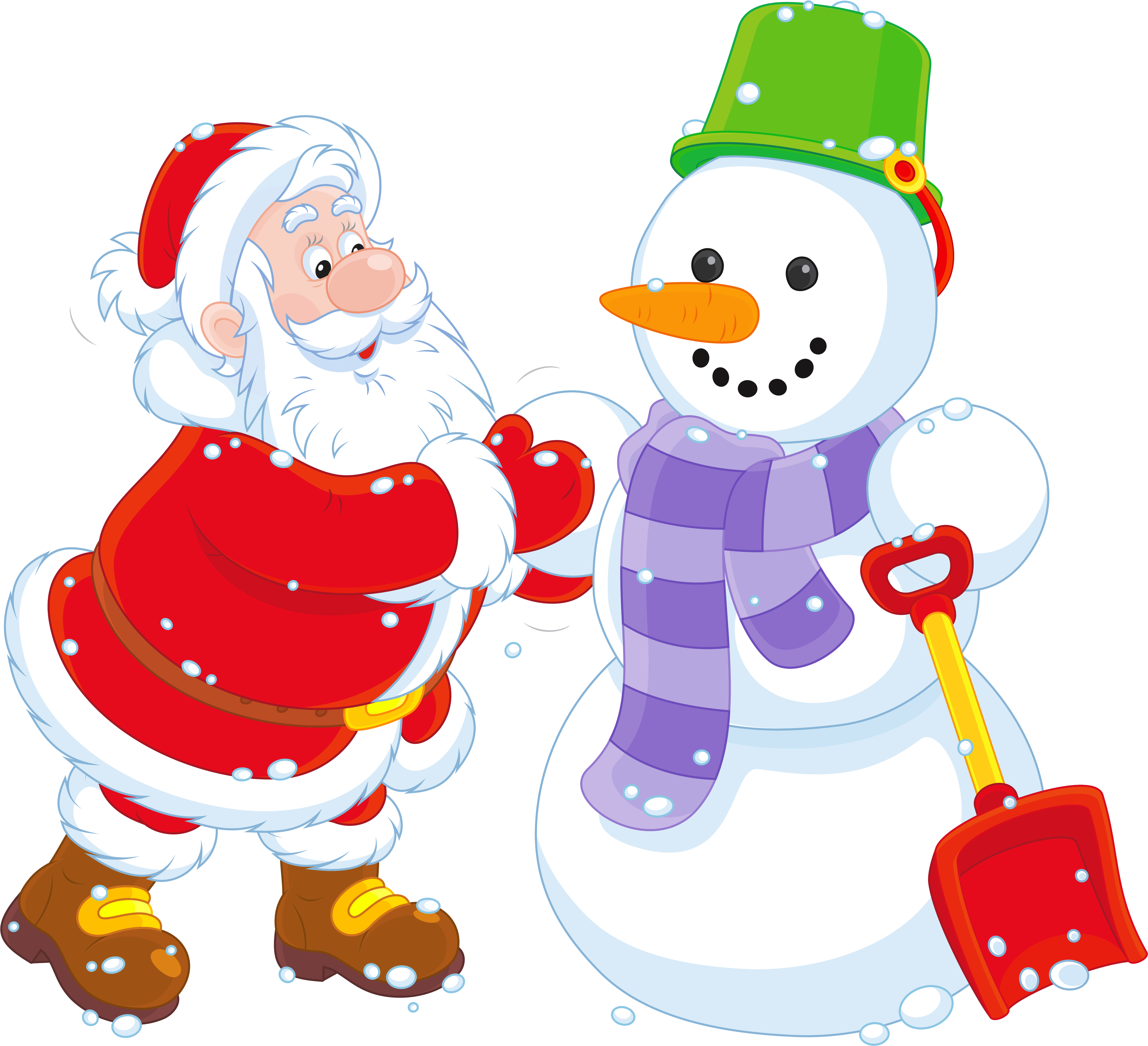 Transparent Santa And Snowman Png Clipart - Santa And Snowman Clipart - Transparent PNG Free Download