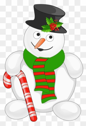 Cute Christmas Snowman Clipart - Snowman With Candy Cane - Transparent PNG Free Download