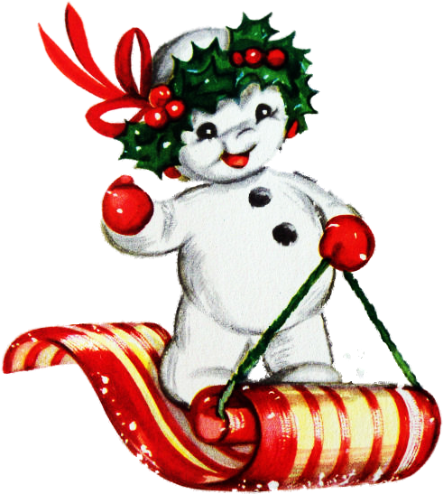 Clip Art Library Library Snowman On Sled Png All Things - Retro Vintage Snowman Clipart - Transparent PNG Free Download