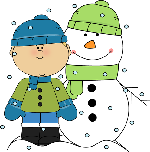Boy And Snowman In The Snow - Snowy Day Clip Art - Transparent PNG Free Download