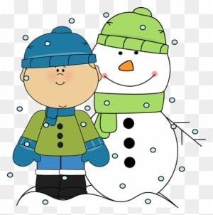 Boy And Snowman In The Snow - Snowy Day Clip Art - Transparent PNG Free Download