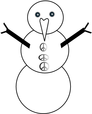Snowman Black White Peace Symbol Sign Xmas Christmas - Hoofddoek Kleurplaat - Transparent PNG Free Download