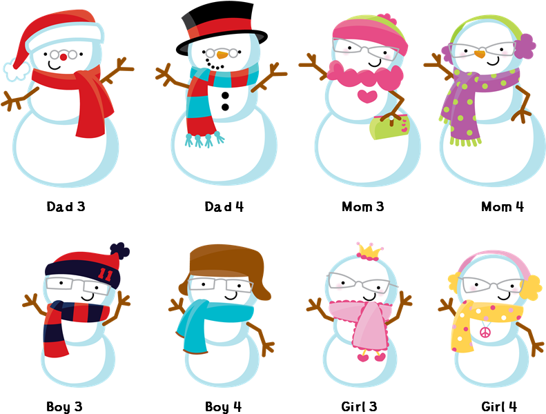 Snowman Family With Snowflakes - Christmas Day - Transparent PNG Free Download