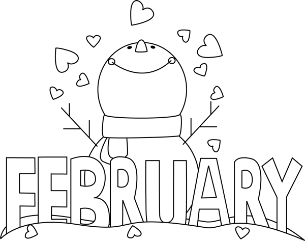 Snowman Clipart February - February Clipart Black And White - Transparent PNG Free Download