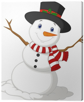 Christmas Snowman Wearing A Hat And Red Scarf Canvas - Muñeco De Nieve Navidad Vector - Transparent PNG Free Download