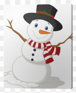 Christmas Snowman Wearing A Hat And Red Scarf Canvas - Muñeco De Nieve Navidad Vector - Transparent PNG Free Download