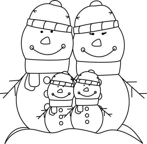 Black And White Snowman Family - My Cute Graphics Family Black And White - Transparent PNG Free Download