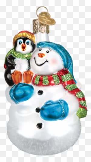 Snowman With Penguin Pal Ornament - Old World Christmas Baby's First Christmas Heart Glass - Transparent PNG Free Download