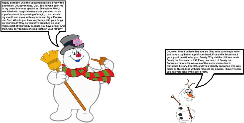 Olaf The Snowman Meets Frosty The Snowman By Darthranner83 - Advanced Graphics 2122 Frosty The Snowman - 63" X 49" - Transparent PNG Free Download