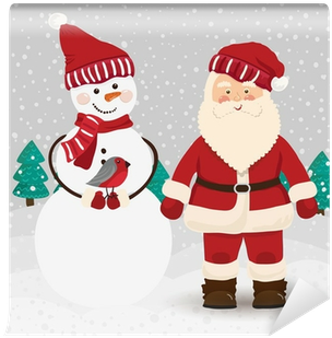 Santa Claus And Snowman In Vector Wall Mural • Pixers® - Santa Claus - Transparent PNG Free Download