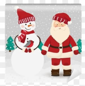 Santa Claus And Snowman In Vector Wall Mural • Pixers® - Santa Claus - Transparent PNG Free Download