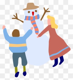 Vector Illustration Of Children Building Snowman Anthropomorphic - Illustration - Transparent PNG Free Download