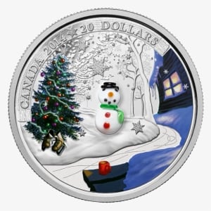 Fine Silver Coin - 2014 Fine Silver 20 Dollar Coin - Venetian Glass Snowman - Transparent PNG Free Download