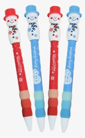 Cute Snowman Pens Snowman Pens With A 'merry Christmas' - Christmas Day - Transparent PNG Free Download