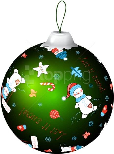 Green Christmas Ball With Snowman Png Clip Art Image - Green Christmas Balls Png - Transparent PNG Free Download