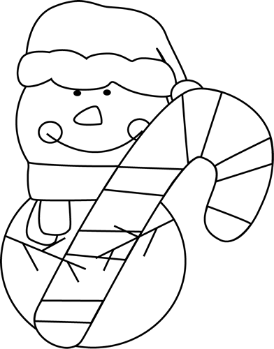 Black And White Black And White Christmas Snowman With - Candy Cane Images Black And White - Transparent PNG Free Download