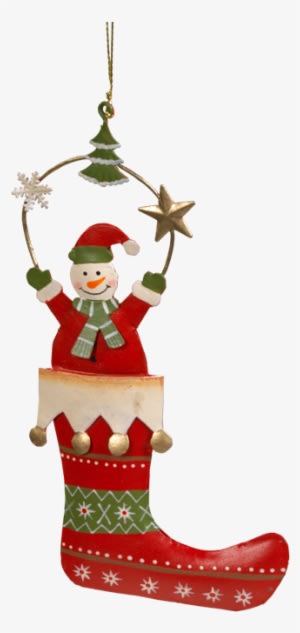 Hanging Ornament Boot With Snowman - Boot - Transparent PNG Free Download
