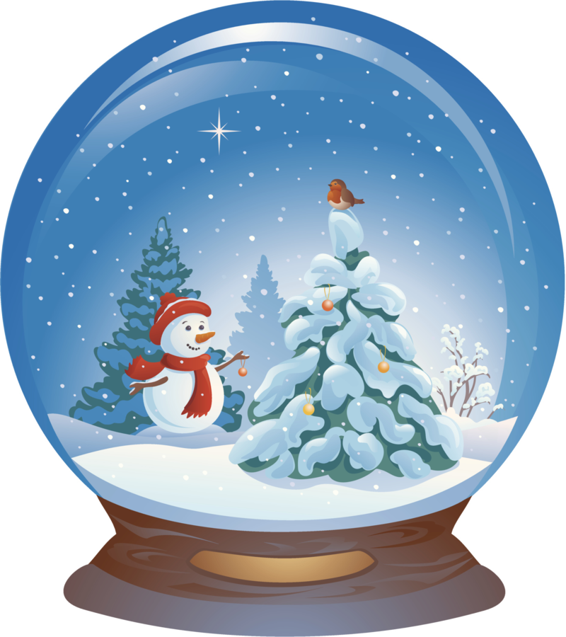 Snowman Blue Ball Claus Illustration Crystal Santa - Christmas Tree Snow Globe Clipart - Transparent PNG Free Download