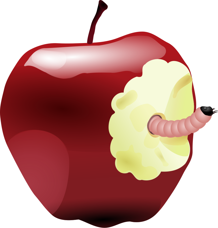 Apple With Worm Dan Clip Art - Bitten Apple - Free Transparent PNG Clipart Images Download. - Transparent PNG Free Download