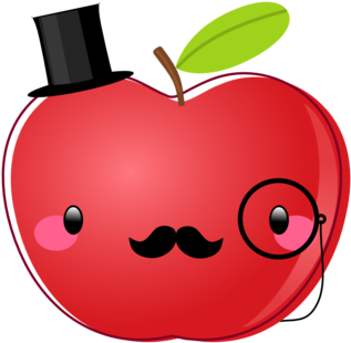 Free "dapper Apple" With A Mustache Clip Art - Apple With A Face - Free Transparent PNG Clipart Images Download. - Transparent PNG Free Download