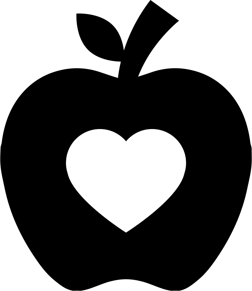 Apple Silhouette With Heart Shape Comments - Apple Silhouette - Free Transparent PNG Clipart Images Download. - Transparent PNG Free Download