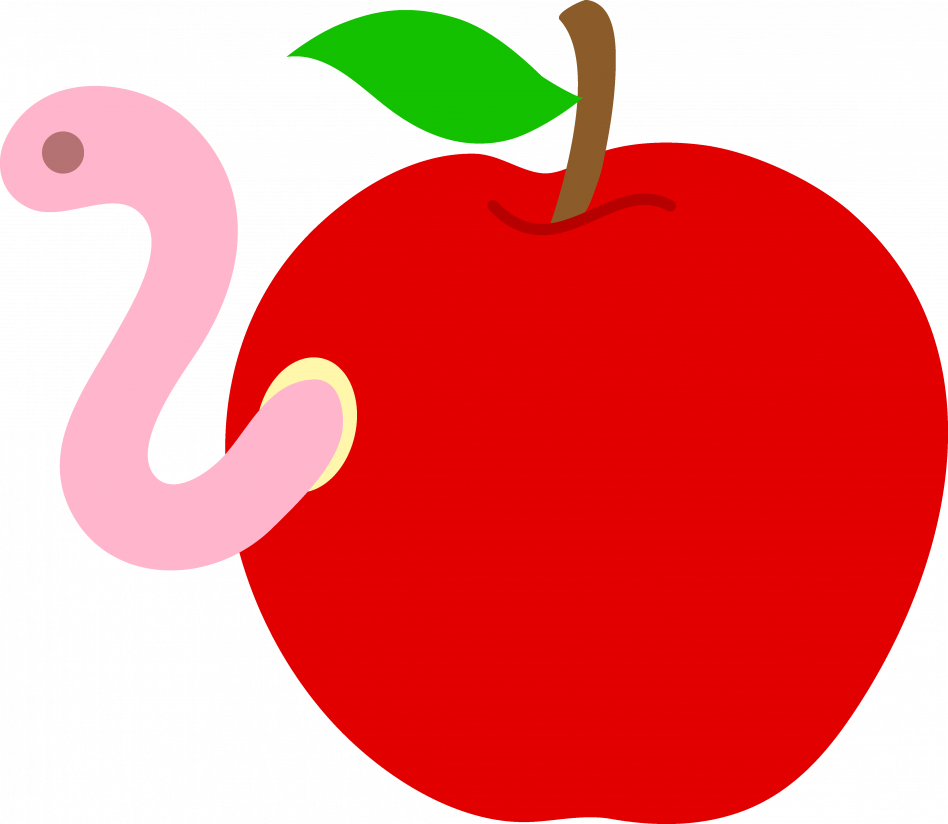 Worm Inside Apple Clip Art In An Kids Song Print Out - Apple With Worm Cartoon - Free Transparent PNG Clipart Images Download. - Transparent PNG Free Download