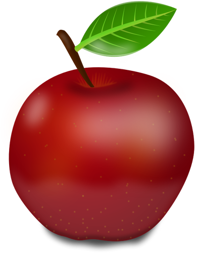 Photorealistic Red Apple With Green Leaf Vector Illustration - Red Apple Shower Curtain - Free Transparent PNG Clipart Images Download. - Transparent PNG Free Download