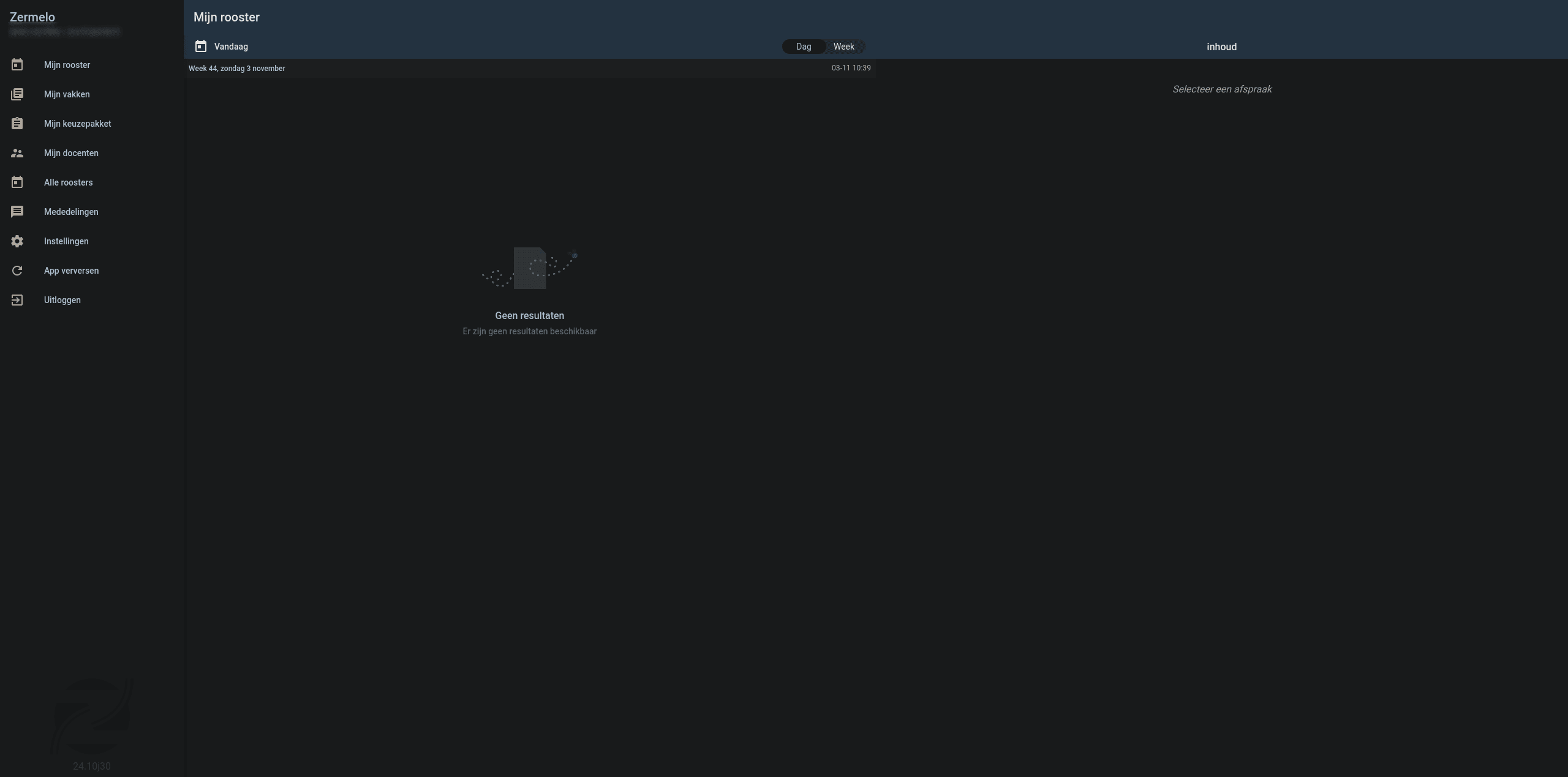Screenshot of zermelo