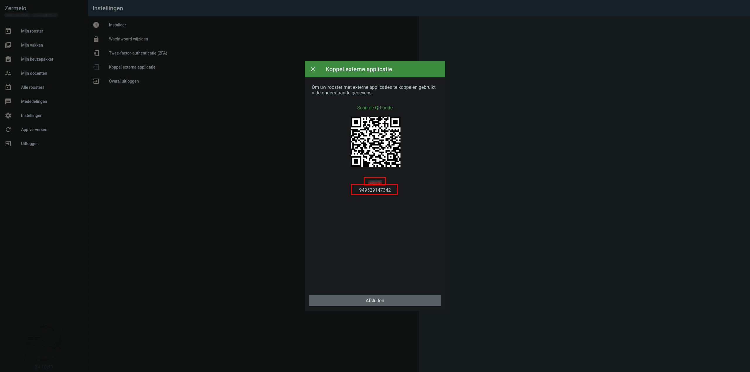 Screenshot of zermelo