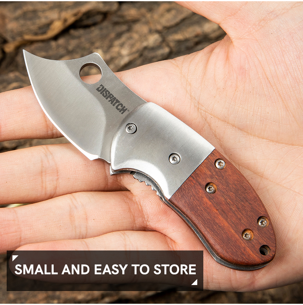 2.75 Closed Mini Folding Pocket Knife Red Wood Handle for Everyday Ca –  Dispatch Knives