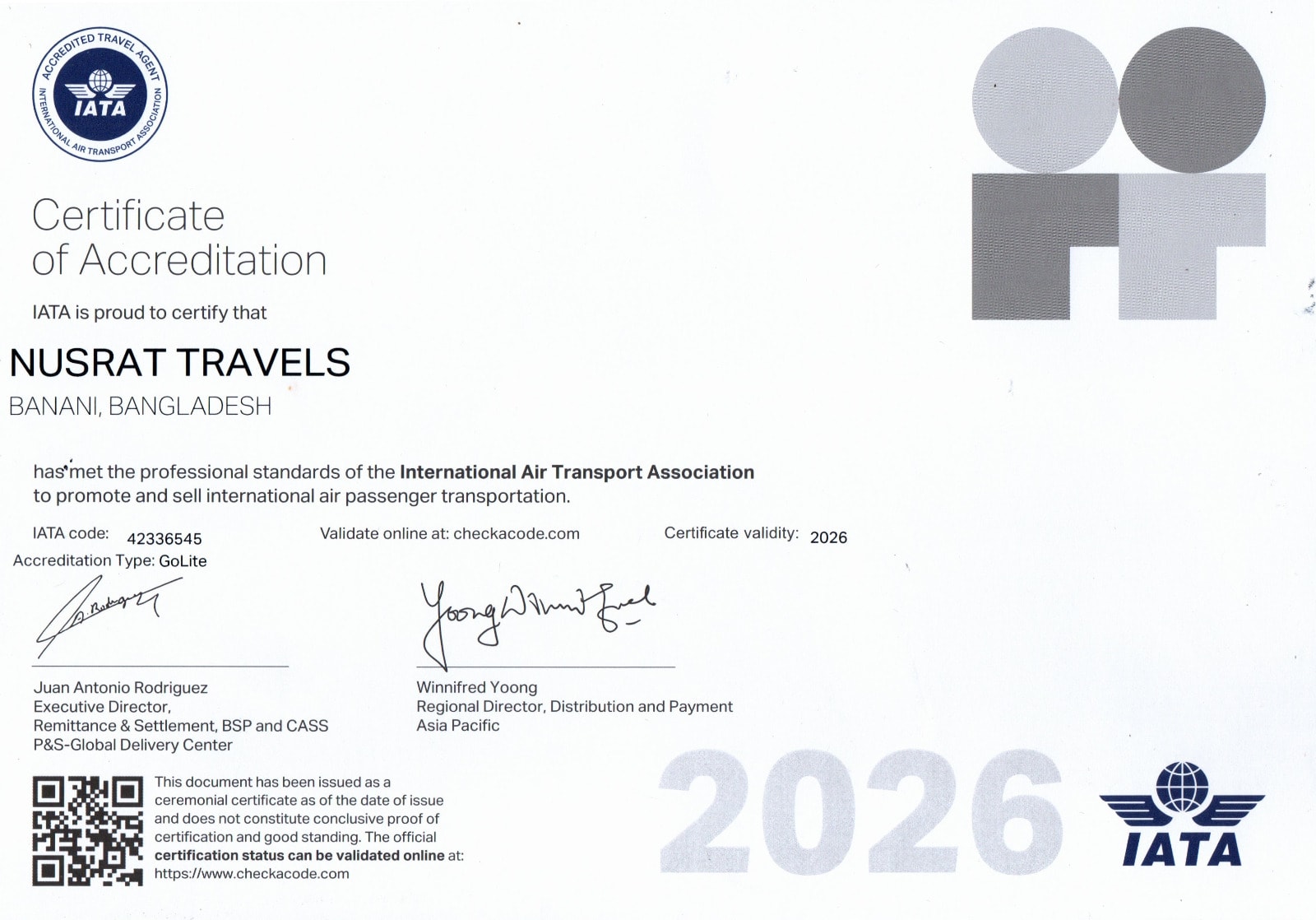 IATA Accredited Travel Agent Certificate