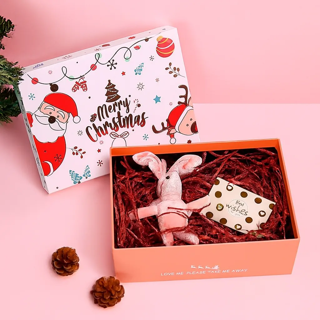 Festive mailer box with lid and decorative finish